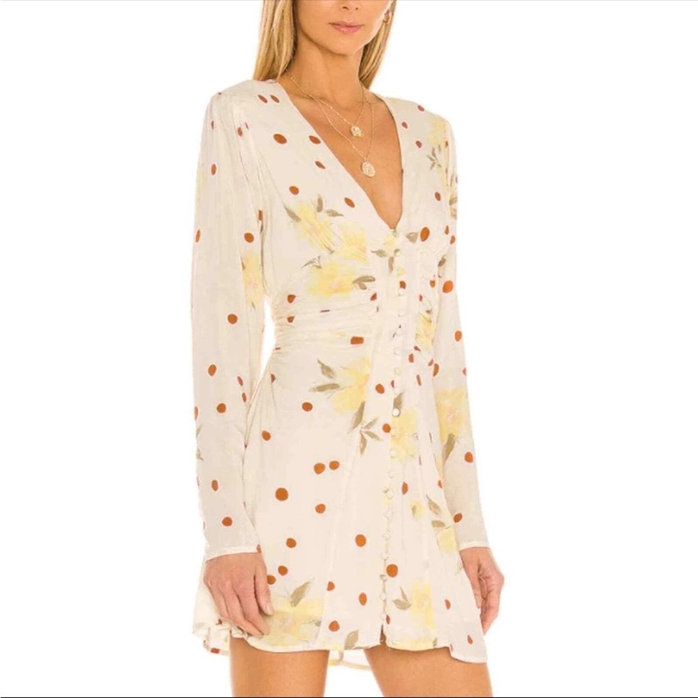 Free People Cream Date Night Long Sleeve Mini Dress Size Small - Picture 2 of 12